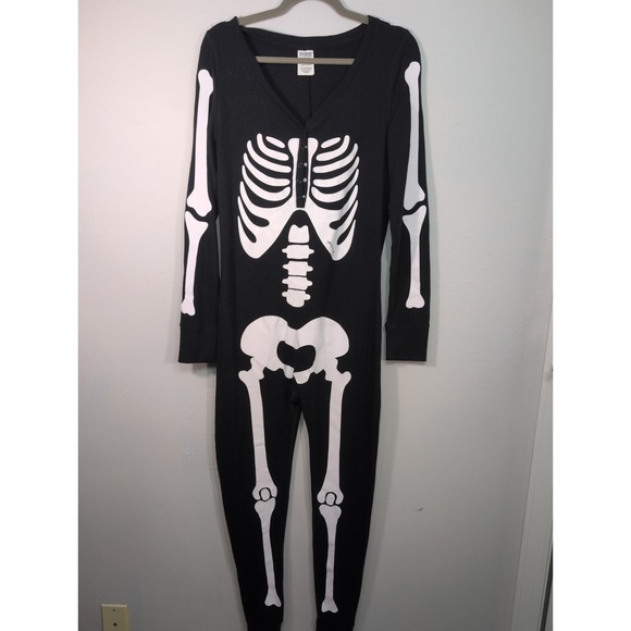 Victoria's Secret Other - VICTORIA'S SECRET PINK L HALLOWEEN SKELETON BONES THERMAL LONG JANE PAJAMAS
